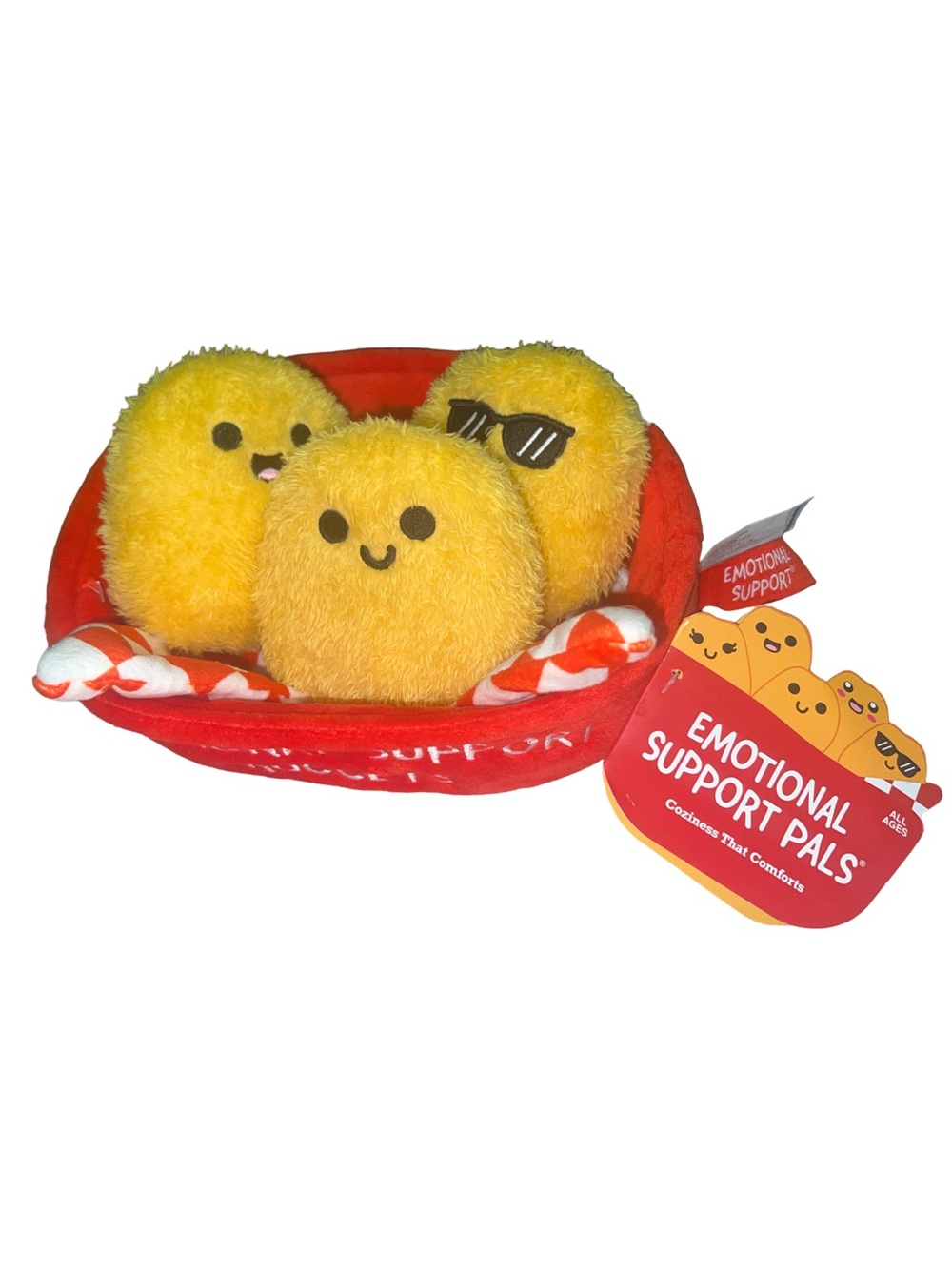 Emotional Support Nuggets Chicken Plush Doll Set  Red Basket ONLY 3 NUGGETS